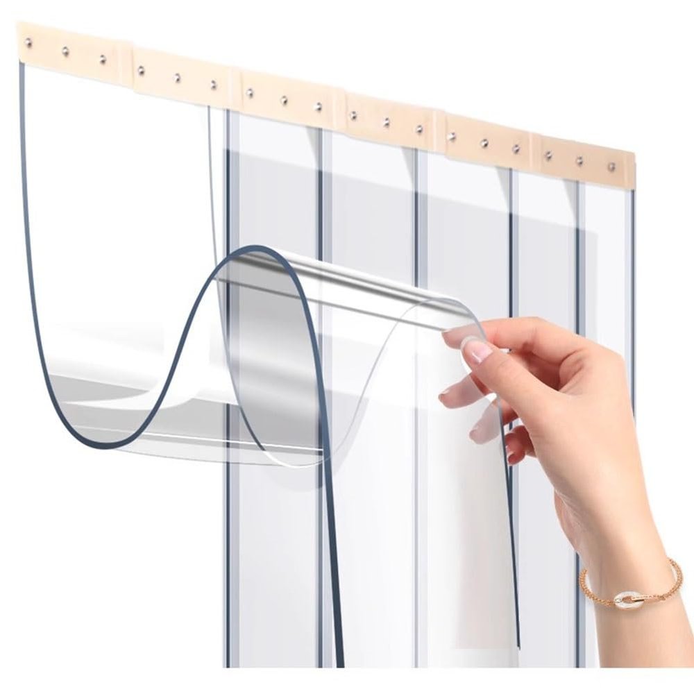 gklwVSlwv Transparent Door Curtain, Thermal Insulated Door Curtain,Clear PVC Strip Door Curtain Kit, Waterproof Vinyl Smooth Strip Curtain for Walk in Freezers, Warehouse, Garage Gate(8pcs 1.2x2.2m)