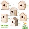 24 Sets DIY Wood Birdhouse Bulk for Kids Parties and Classrooms, Art Painting Bird House Craft Kit Unfinished Wood Bird Houses to Paint for Kids 3+ Spring Summer Arts and Craft Projects view 2