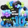10th Birthday Video Game Balloons Arch, 10th Party Balloons Garland Kit 10th Birthday Supplies with Blue Number 10 Balloon Game Foil Balloons for 10 Year Old Teens Boys Decor view 1
