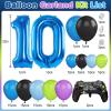 10th Birthday Video Game Balloons Arch, 10th Party Balloons Garland Kit 10th Birthday Supplies with Blue Number 10 Balloon Game Foil Balloons for 10 Year Old Teens Boys Decor view 2