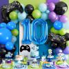 10th Birthday Video Game Balloons Arch, 10th Party Balloons Garland Kit 10th Birthday Supplies with Blue Number 10 Balloon Game Foil Balloons for 10 Year Old Teens Boys Decor view 4