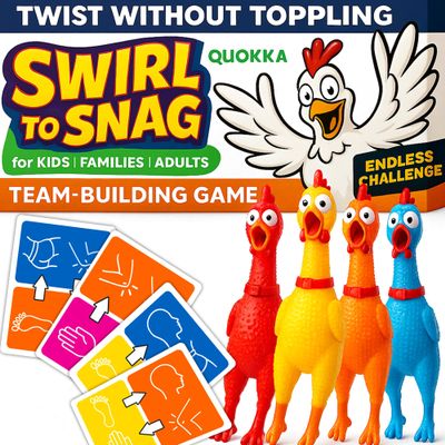 QUOKKA Fast-Paced Challenge with Chickens, Color Bracelets & 100 Cards Outrageous Group Game for Game Night, House Parties & Grown-Up Chaos A New Take on a Classic Floor Games