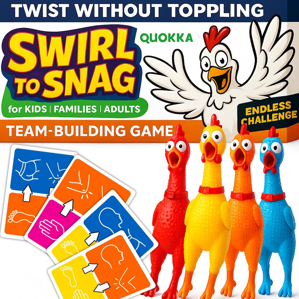 QUOKKA Fast-Paced Challenge with Chickens, Color Bracelets & 100 Cards Outrageous Group Game for Game Night, House Parties & Grown-Up Chaos A New Take on a Classic Floor Games