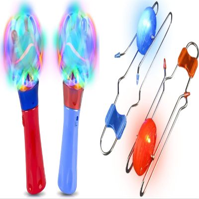 ArtCreativity Light Up Spinning Wands for Kids LED Spinning Light Up Toy with Flashing Lights & 2 Gyro Wheels Rail Twisters, Kids Classic Vintage Nostalgia Yoyo Sensory Fidget Toys