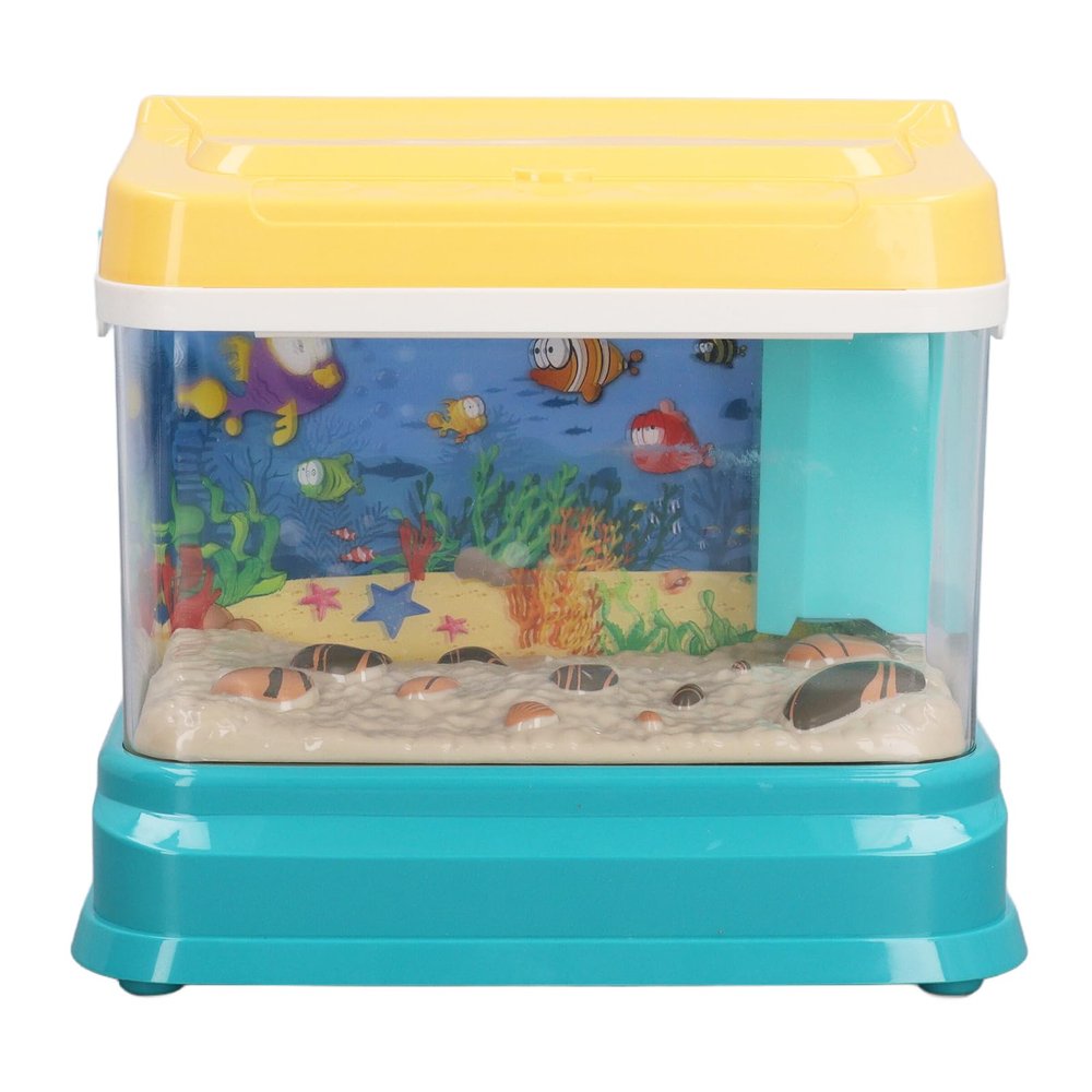 Artificial Aquarium, Plastic Aquarium Fishing Toy, Electric Fish Toys, Artificial Electric Aquarium Toy with Music and Lights Baby Aquarium Toy Fish Lamp for Parent Kid