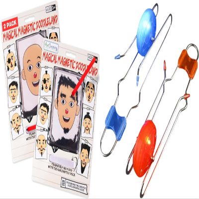 ArtCreativity Magnetic Beard Face Toy - 2 Pack Magnetic Face Toy & 2 Gyro Wheels Rail Twisters, Kids Classic Vintage Nostalgia Yoyo Sensory Fidget Toys, Christmas Stocking Stuffers for Kids
