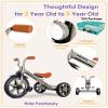 KRIDDO Kids Tricycles Age 2 Years to 5 Years, 12 Inch Puncture Free Rubber Wheel w Front Light, Kids Trike for 2.5 to 5 Year Old, Gift Toddler Tricycles for 2-5 Year Olds, Trikes for Toddlers, Grey view 4