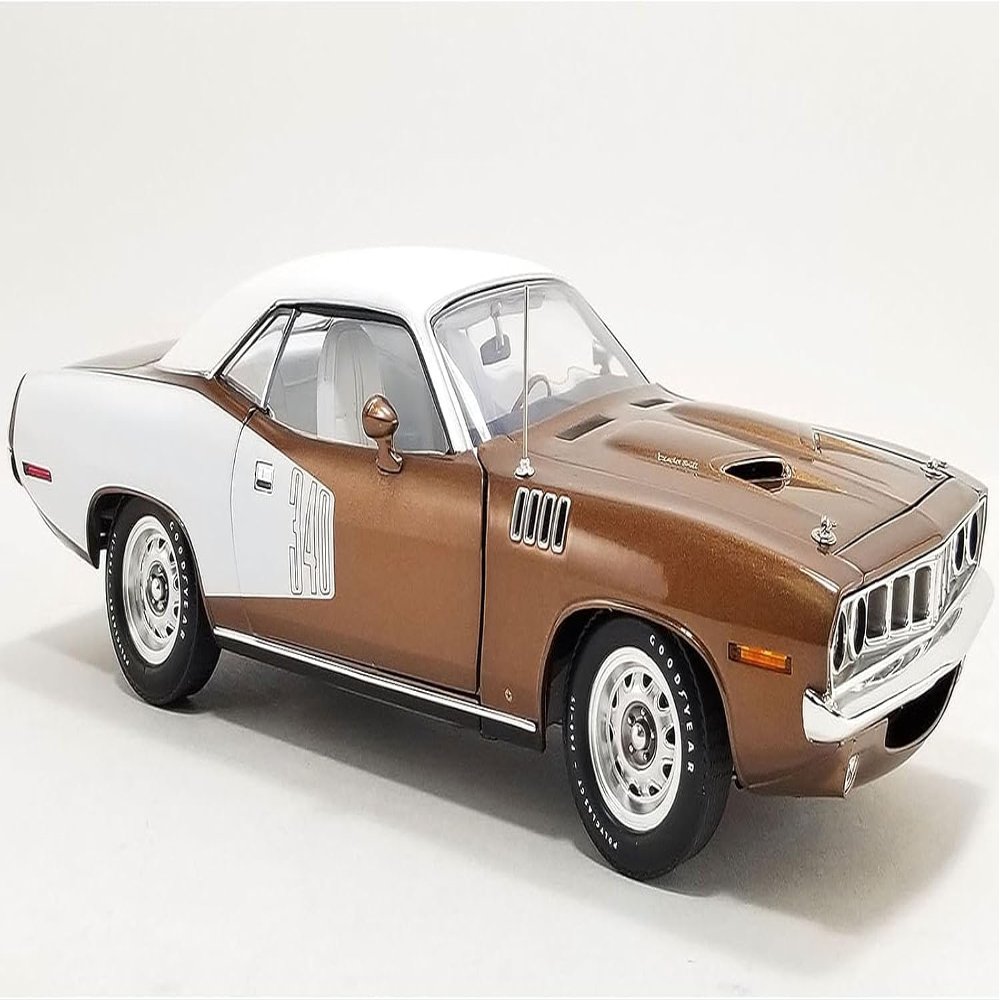 1971 Barracuda Tahitian Walnut Metallic and White with White Vinyl Top Limited Edition to 258 Pieces Worldwide 1/18 Diecast Model Car by Acme A1806134VT