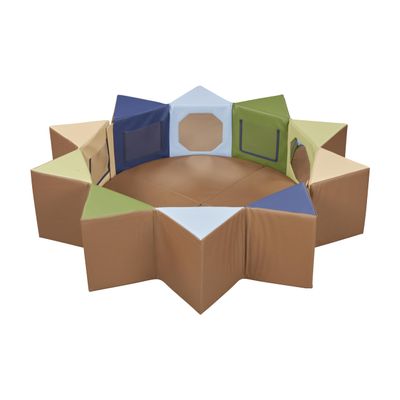 ECR4Kids SoftZone Wall of Mirrors Activity Center and Play Mat, Sensory Toy, Earthtone, 3-Piece