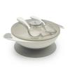 Primo Passi Baby Suction Bowl with Lid, Fork & Spoon Set  BPA-Free Toddler Self Feeding Bowl, Strong Suction Base, Dishwasher & Microwave Safe (Grey) view 1