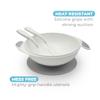Primo Passi Baby Suction Bowl with Lid, Fork & Spoon Set  BPA-Free Toddler Self Feeding Bowl, Strong Suction Base, Dishwasher & Microwave Safe (Grey) view 3