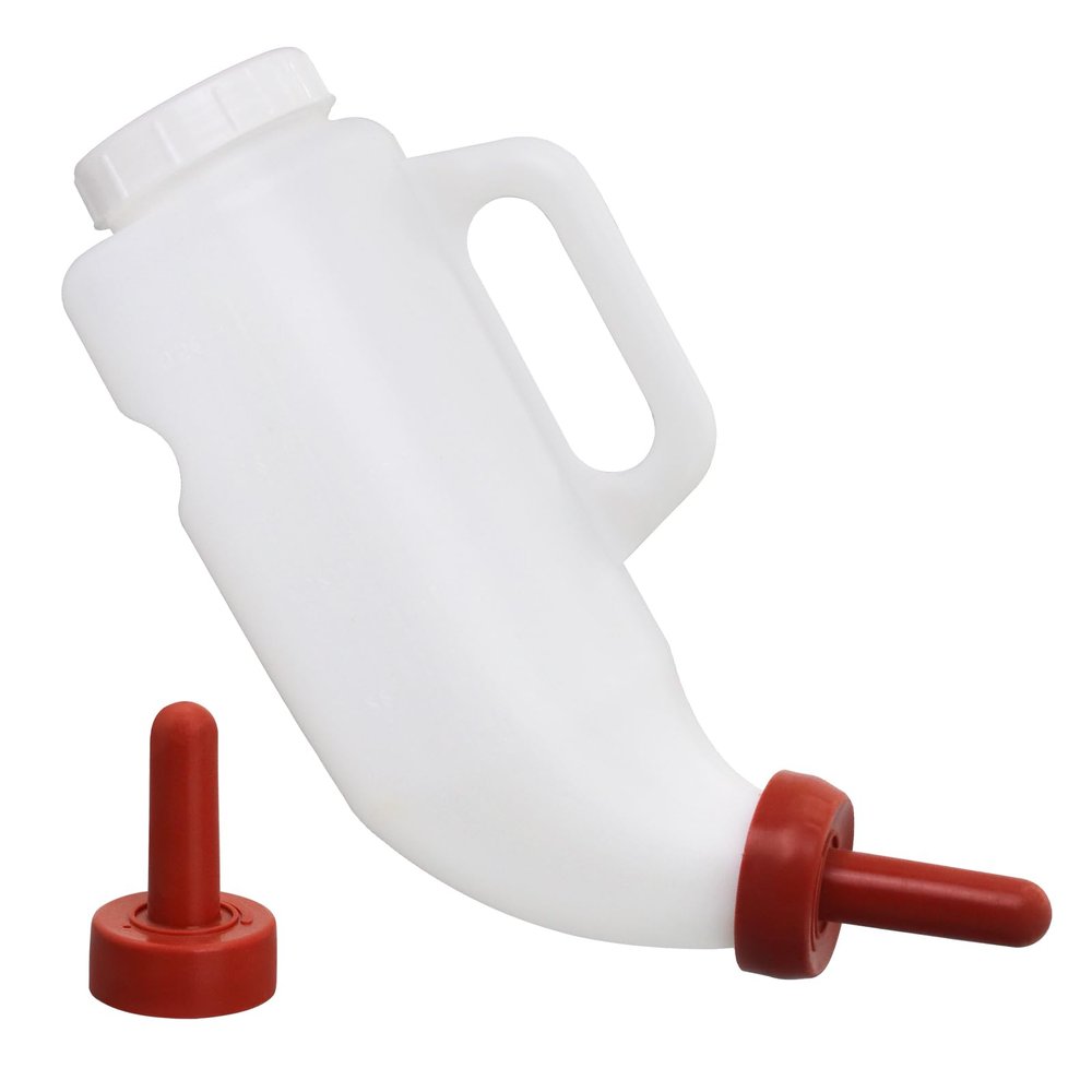 1 Set Nurser Bottles with Handle and Silicone Horizontal Calves Nursing Calf Bottle with a Replacement Nipple Livestock Supplies,Cow Milk Bottle2.11 Quart (Horizontal)