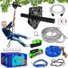 X XBEN Zip line Kit for Kids and Adults Outdoor: Up to 500Lbs - 200FT Quick Tighten Zipline for Backyard with Removable Trolley Swing Seat Spring Brake Ratchet Strap view 1