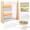 Abacus for Kids Math - Wooden Abacus with 100 Counting Sticks and 112 Math Cards, Counting Toys for Preschool Learning, Educational Math Toys for Developing Fine Motor Skills, Math Calculation view 1