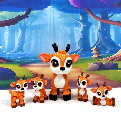 5pcs 3D Printed Christmas Reindeers, Articulated Tiny Animal Baby Reindeers, Fidget Christmas Reindeers, Executive Desk Home Decor Toy ABR001-ORANGE