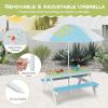 ARLIME Sand and Water Table - 3-in-1 Kids Picnic Table with Height Adjustable Umbrella, Removable Table Top & 2 Detachable Game Boxes, Water Play Table for Boys Girls, Outdoor Sensory Table, Blue view 3