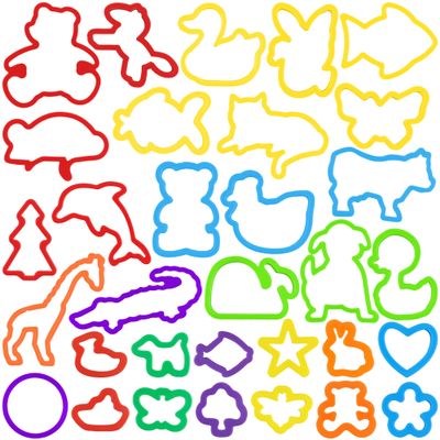 Oun Nana Dough Play Tools Set for Kids, 32 PCS Dough Accessories with Animal Molds and Shaped Cutters, Plastic Cutters Toys for Toddlers, Mixed Colors and Random Colors