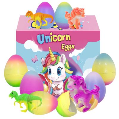 Cherislpy 6 Pack Unicorn Hatching Surprise Eggs - Grows 600%- Easter Birthday Gifts for Kids Boys Girls Easter Basket Stuffers Eggs Fillers Party Favors