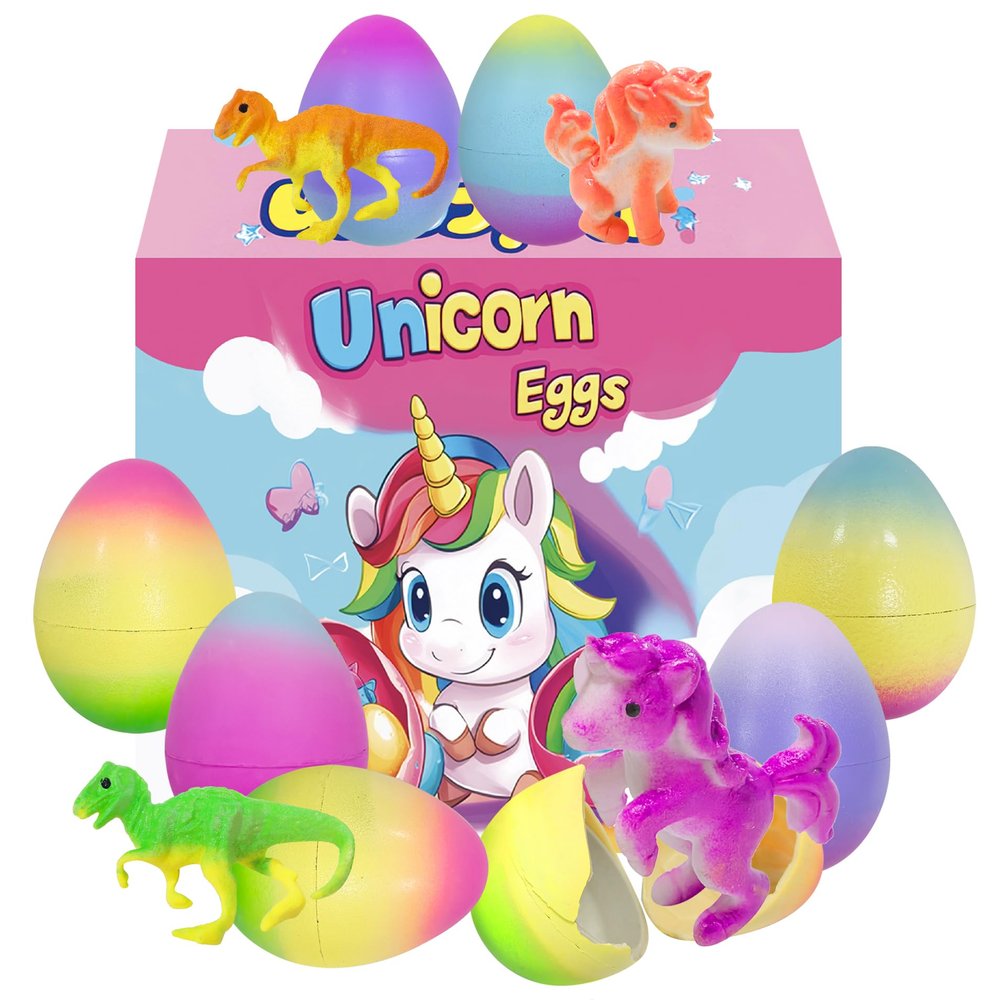 Cherislpy 6 Pack Unicorn Hatching Surprise Eggs - Grows 600%- Easter Birthday Gifts for Kids Boys Girls Easter Basket Stuffers Eggs Fillers Party Favors