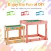 HONEY JOY Sand and Water Table, 2 Pcs Wood Outdoor Kids Sensory Table, Protective Cover & Built-in Liner, Space-Saving, Toddler Sandbox Table, Play Activity Table for Backyard Garden Beach, Natural view 2