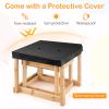 HONEY JOY Sand and Water Table, 2 Pcs Wood Outdoor Kids Sensory Table, Protective Cover & Built-in Liner, Space-Saving, Toddler Sandbox Table, Play Activity Table for Backyard Garden Beach, Natural view 4