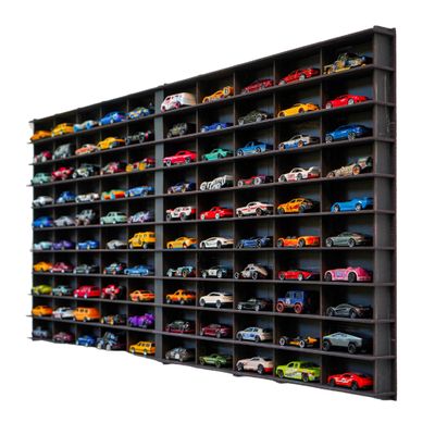 100 Car 1/64 Model Car Display Case, Toy Car Storage Organizer, Cars Storage Showcase ,Wall Mounted & Durable Die-Cast Car Storage Organizer with Handle for 1:64 Scale Vehicles,(Old Black)