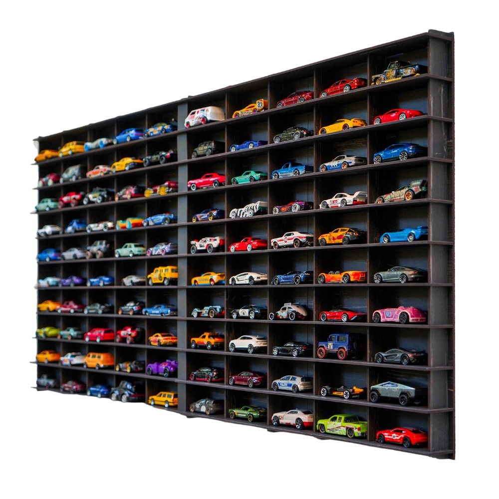 100 Car 1/64 Model Car Display Case, Toy Car Storage Organizer, Cars Storage Showcase ,Wall Mounted & Durable Die-Cast Car Storage Organizer with Handle for 1:64 Scale Vehicles,(Old Black)