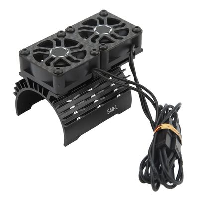 36mm RC Brushless Motor Heatsink with Dual Fans, 28000RPM 8.4V Cooling Heatsink for 540 550 Motor for 1/8 1/10 RC Car (Black