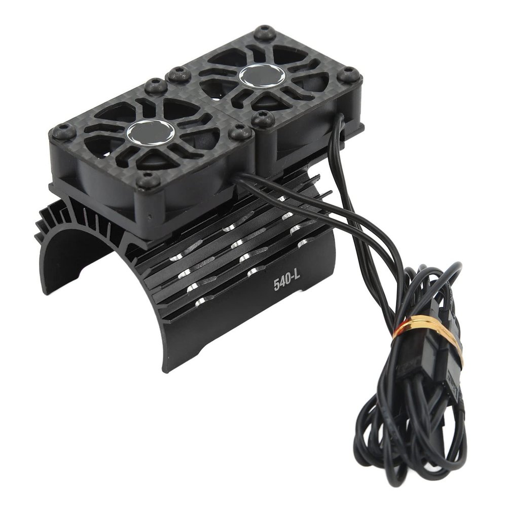 36mm RC Brushless Motor Heatsink with Dual Fans, 28000RPM 8.4V Cooling Heatsink for 540 550 Motor for 1/8 1/10 RC Car (Black