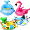 4 Pack Inflatable Pool Floats for Toddler Age 3-7 Animal Swim Tube Rings for Kids Infant Baby Ride on Beach Floaties with Safety Seat&Handle for Summer Lake Pool (Flamingo, Turtle, Whale, Dalmatian) view 1