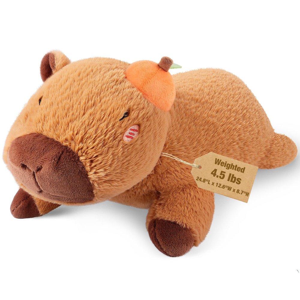 22" & 4.5 lbs Large Laying Capybara Plush, Weighted Stuffed Animals for Adults and Kids,2-in-1 Capybara Plushies with Removable Ceramsite Bag, Comforting Weighted Plush for Christmas & Valentines Day