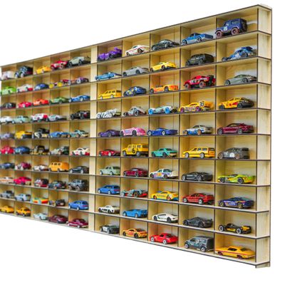 100 Car 1/64 Model Car Display Case, Toy Car Storage Organizer, Cars Storage Showcase ,Wall Mounted & Durable Die-Cast Car Storage Organizer with Handle for 1:64 Scale Vehicles , (Maple)
