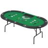 ECOTOUGE Poker Table Foldable, 9 Players Texas Holdem Table with Metal Cup Holders & Folding Legs, Oval Casino Leisure Game Table Top for Card Games, Green view 1