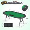 ECOTOUGE Poker Table Foldable, 9 Players Texas Holdem Table with Metal Cup Holders & Folding Legs, Oval Casino Leisure Game Table Top for Card Games, Green view 2