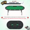 ECOTOUGE Poker Table Foldable, 9 Players Texas Holdem Table with Metal Cup Holders & Folding Legs, Oval Casino Leisure Game Table Top for Card Games, Green view 3