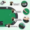 ECOTOUGE Poker Table Foldable, 9 Players Texas Holdem Table with Metal Cup Holders & Folding Legs, Oval Casino Leisure Game Table Top for Card Games, Green view 4