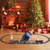 Hot Bee Train Set for Boys, Metal Alloy Electric Trains w/Steam Locomotive, Cargo Cars & Tracks, Train Toys w/Smoke, Sounds & Lights, Christmas Toys Gifts for 3 4 5 6 7 8+ Years Old Kids view 4