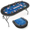 Giantex 72" Poker Table Foldable, 8 Player Folding Card Board Game Table w/ 8 Cup Holders, Casino-Grade Felt Surface, Portable Oval Texas Holdem Poker Tables for Blackjack Casino, No Assembly Required view 1