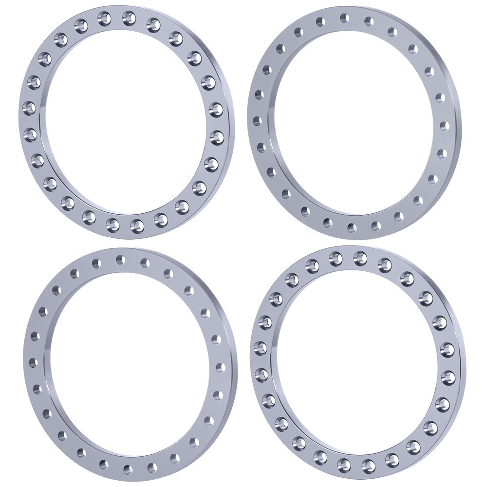 MORFUM RC Wheel Outer Beadlock Ring, 4PCS Wheel Outer Beadlock Ring Aluminum Alloy Replacement Wheel Beadlock Ring Compatible with 1/7 Tra-xxas Unlimited Desert Racer UDR RC Car (Titanium)
