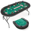Giantex 72" Poker Table Foldable, 8 Player Folding Card Board Game Table w/ 8 Cup Holders, Casino-Grade Felt Surface, Portable Oval Texas Holdem Poker Tables for Blackjack Casino, No Assembly Required view 1
