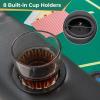 Giantex 72" Poker Table Foldable, 8 Player Folding Card Board Game Table w/ 8 Cup Holders, Casino-Grade Felt Surface, Portable Oval Texas Holdem Poker Tables for Blackjack Casino, No Assembly Required view 3