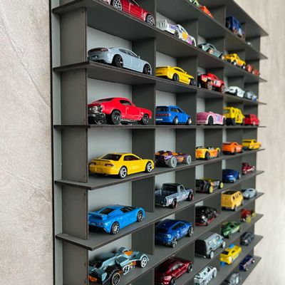 100 Car 1/64 Model Car Display Case ,Toy Car Storage Organizer,Cars Storage Showcase,1/64 Car Shelves,Wall Mounted Display Case,Toy Car Organizer (Gray)