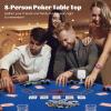 Giantex 48" Poker Table Top - 8 Player Foldable Texas Holdem Poker Table Topper w/Carrying Bag, Cup Holders, Chip Trays, Portable Anti-Slip Blackjack Octagonal Poker Mat Layout for Card Casino Game view 2