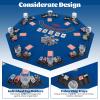 Giantex 48" Poker Table Top - 8 Player Foldable Texas Holdem Poker Table Topper w/Carrying Bag, Cup Holders, Chip Trays, Portable Anti-Slip Blackjack Octagonal Poker Mat Layout for Card Casino Game view 3