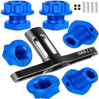 RCHuiWow RC 17MM Wheel Hub w/Anti-dust Cap Nuts Upgrades Part for 1/8 Typhon 3S BLX,Typhon Mega 550,Alloy Aluminium Wheel Hub Hex w/Wheel Wrench,Navy Blue