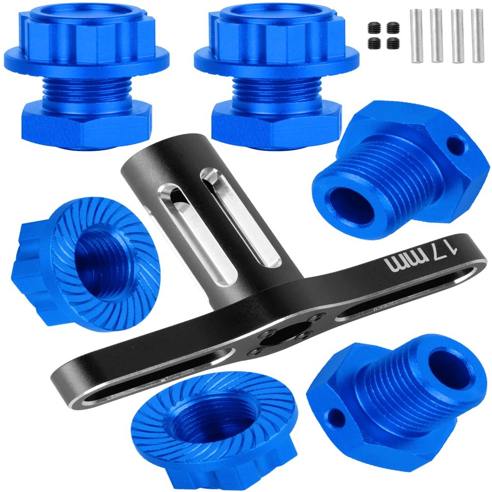 RCHuiWow RC 17MM Wheel Hub w/Anti-dust Cap Nuts Upgrades Part for 1/8 Typhon 3S BLX,Typhon Mega 550,Alloy Aluminium Wheel Hub Hex w/Wheel Wrench,Navy Blue