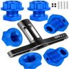 RCHuiWow RC 17MM Wheel Hub w/Anti-dust Cap Nuts Upgrades Part for 1/8 Typhon 3S BLX,Typhon Mega 550,Alloy Aluminium Wheel Hub Hex w/Wheel Wrench,Navy Blue view 1