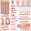 10th Birthday Decorations for Girls, Happy 10 Birthday Decorations for Her, Rose Gold Birthday Party Supplies with Banner, Number Balloons, Fringe Curtains, Hanging Swirls, Foil Balloons view 2