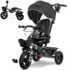 RIDYEE 7-in-1 Tricycle for 18 Months to 5 Years, All-Terrain Rubber Tires, Dual Wheel Brakes, Rotatable Seat for Toddlers 1.5-3, Tricycle for 3-5 Years with DIY Stickers, Grey view 1
