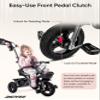 RIDYEE 7-in-1 Tricycle for 18 Months to 5 Years, All-Terrain Rubber Tires, Dual Wheel Brakes, Rotatable Seat for Toddlers 1.5-3, Tricycle for 3-5 Years with DIY Stickers, Grey view 3